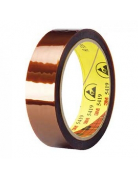 Rotolo 3M™ Low Static Polyimide Film Tape 5419 oro 6,35 mm x 33 m con supporto in poliimmide e adesivo siliconico.