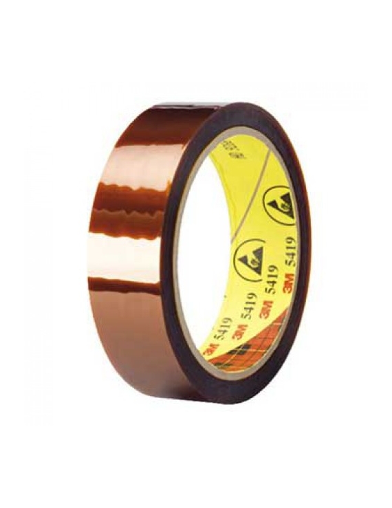 Rotolo 3M™ Low Static Polyimide Film Tape 5419 oro 6,35 mm x 33 m con supporto in poliimmide e adesivo siliconico.