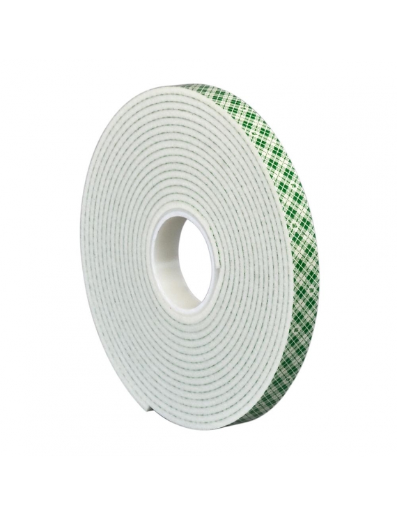 Nastro biadesivo 3M™ 4008 in schiuma poliuretanica, lunghezza 33m, colore bianco, adatto per il PVC morbido.