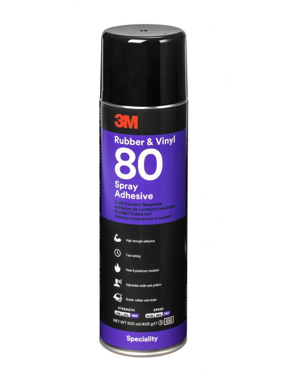 Adesivo, 3M, Spray, 80, latta 500 ml, giallo, in neoprene, ideale per l'incollaggio di fogli di gomma e vinile