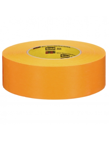 Rotolo 3M™ Performance Flatback Tape 2525 arancione 48 mm x 55 m con supporto in carta liscia Flatback per mascheratura.