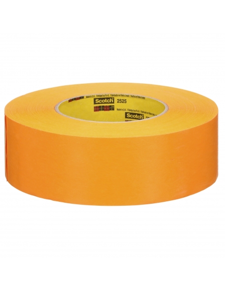 Rotolo 3M™ Performance Flatback Tape 2525 arancione 48 mm x 55 m con supporto in carta liscia Flatback per mascheratura.