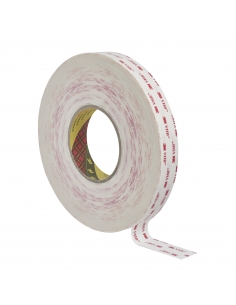 Biadesivo 3M VHB 4932P, bianco, adatto a substrati a bassa energia superficiale.