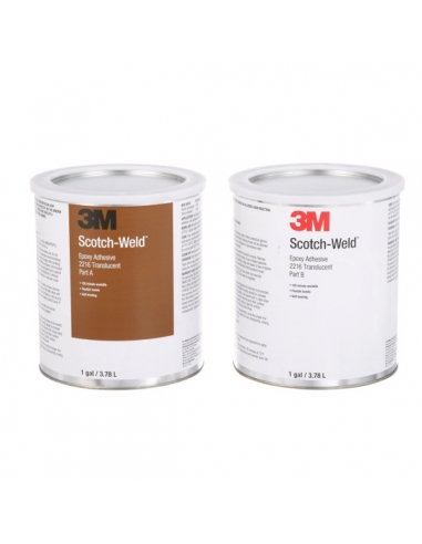 Adesivo Epossidico 3M 2216B/A, Kit con due latte da 94ML, traslucido, indicato per metalli, gomme, plastiche, vetro, ceramica