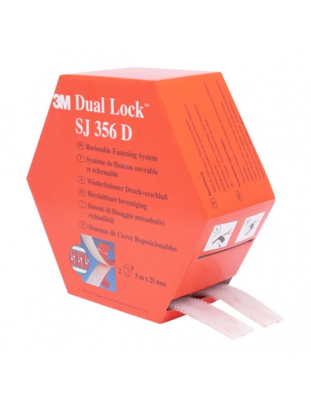 Fissaggio richiudibile 3M Dual Lock SJ356D, kit da 2 Rotoli da 25mm x 5m