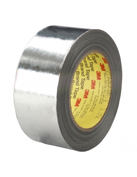 3M 363 51 mm x 33 m, nastro in alluminio e fibra di vetro con adesivo siliconico per protezione dalle alte temperature.