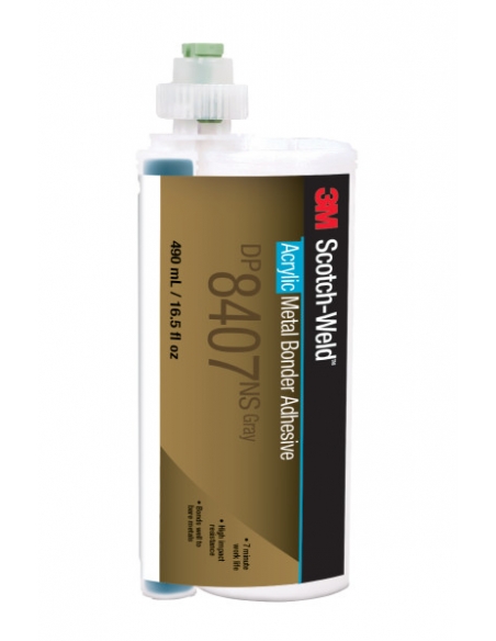 Adesivo bicomponente, 3M, DP8407, Grigio, 490 ml,adesivo strutturale con elevata resistenza al taglio