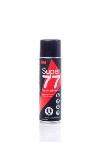 Adesivo Universale, 3M, Spray, 77, Bomboletta 500 ml, trasparente, multiuso, incolla carta, cartone, tessuto, plastica