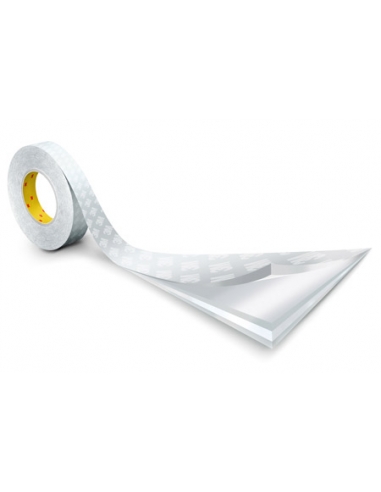 Biadesivo in tessuto 3M 9448A, bianco, 1200 mm x 50 m, ideale su molte superfici e resistente ad alte temperature.