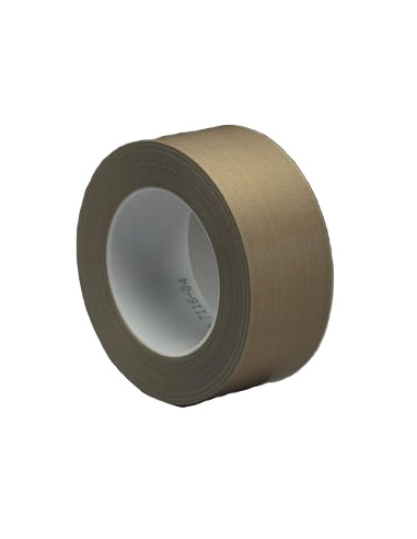 Rotolo 3M™ PTFE Glass Cloth Tape 5453 marrone 25 mm x 33 m con tessuto di vetro impregnato PTFE e adesivo siliconico .