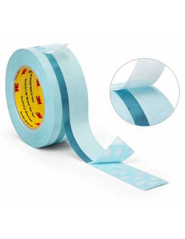 Rotolo Scotch 9353 ripulpabile 50 mm x 33 m, nastro da 0,141 mm per flying splice di bobine di carta.
