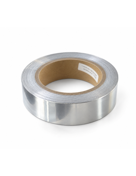 Nastro alluminio h-old AL.50 con adesivo acrilico puro, spessore totale 0,09 mm e formato 1000 mm × 50 m.