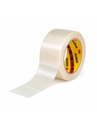 Rotolo 3M Scotch 8959 trasparente 50 mm x 50 m, nastro filament bidirezionale da 0,14 mm rinforzato in fibra di vetro.